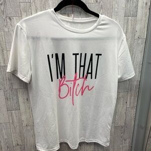 White and Pink Graphic T-Shirt